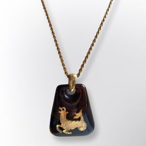 HELENA RUBINSTEIN Capricorn “The Goat” Lucite Zodiac Necklace